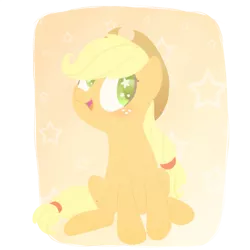 Size: 1024x1024 | Tagged: applejack, artist:cosmicponye, derpibooru import, looking at you, safe, sitting, solo, wingding eyes