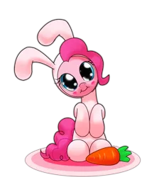 Size: 1080x1350 | Tagged: artist:hoyeechun, blushing, bunny costume, carrot, clothes, cute, derpibooru import, diapinkes, easter, holiday, pinkie pie, safe, solo