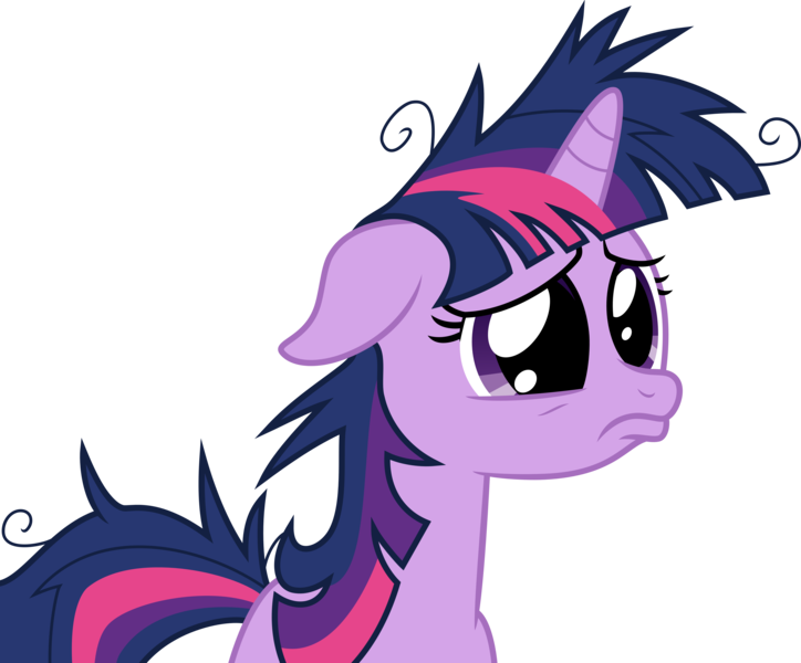 Size: 7239x6000 | Tagged: safe, artist:mactavish1996, derpibooru import, twilight sparkle, pony, unicorn, lesson zero, absurd resolution, dilated pupils, female, floppy ears, frown, mare, messy mane, pouting, sad, simple background, solo, transparent background, twilight snapple, unicorn twilight, vector