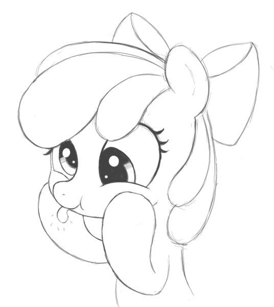 Size: 999x1119 | Tagged: apple bloom, artist:kas92, derpibooru import, monochrome, safe, sketch, solo