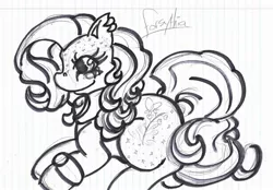 Size: 2126x1478 | Tagged: artist:small-brawler, derpibooru import, forsythia, g3, monochrome, safe, solo, traditional art