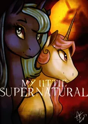 Size: 1024x1440 | Tagged: artist:baisre, derpibooru import, poster, princess celestia, princess luna, safe, supernatural