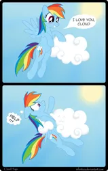 Size: 3200x5029 | Tagged: :3, artist:infinitoa, cloud, comic, derpibooru import, hape, hug, rainbow dash, safe, surprised, vector