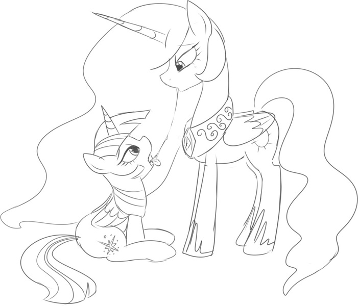 Size: 1000x856 | Tagged: suggestive, artist:mcsadat, derpibooru import, princess celestia, twilight sparkle, twilight sparkle (alicorn), alicorn, pony, drool string, female, kissing, lesbian, mare, monochrome, shipping, sloppy kissing, twilestia