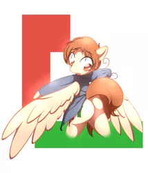 Size: 720x840 | Tagged: safe, artist:xxluv-bug004xx, derpibooru import, ponified, pegasus, pony, :o, bipedal, clothes, crossover, hetalia, italia, italy, looking back, plot, solo, spread wings