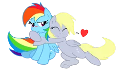 Size: 1156x691 | Tagged: safe, artist:ambris, artist:dashie-so-cute, derpibooru import, derpy hooves, rainbow dash, pegasus, pony, colored, derpydash, eyes closed, female, heart, hug, lesbian, mare, shipping, simple background, transparent background