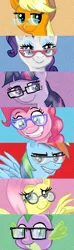 Size: 300x1019 | Tagged: applejack, artist:pedantia, derpibooru import, fluttershy, glasses, mane seven, mane six, pinkie pie, rainbow dash, rainbow dork, rarity, safe, spike, twilight sparkle