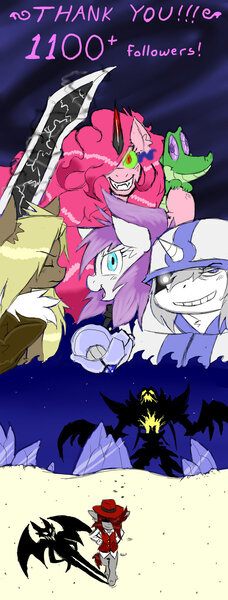 Size: 551x1450 | Tagged: artist:ichibangravity, ask king sombra pie, derpibooru import, gummy, king sombra, makel blanco, milestone, oc, pinkie pie, rae mix, safe, sword, triste savoir, tumblr