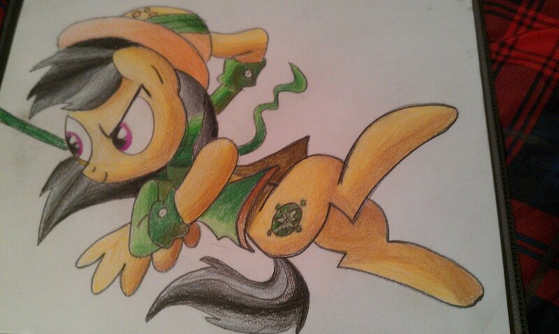 Size: 1024x612 | Tagged: safe, artist:rusticshine, derpibooru import, daring do, solo, traditional art