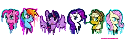 Size: 2048x741 | Tagged: safe, artist:izze-bee, derpibooru import, applejack, fluttershy, pinkie pie, rainbow dash, rarity, twilight sparkle, twilight sparkle (alicorn), alicorn, pony, female, mane six, mare