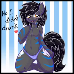 Size: 822x822 | Tagged: suggestive, artist:ceehoff, derpibooru import, oc, unofficial characters only, pony, bare chest, belly button, blushing, clothes, drunk, heart, male, partial nudity, solo, solo male, topless, underwear