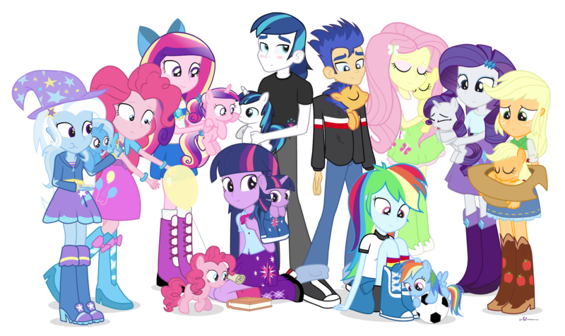 Size: 2054x1220 | Tagged: safe, artist:dm29, derpibooru import, applejack, flash sentry, fluttershy, pinkie pie, princess cadance, rainbow dash, rarity, shining armor, trixie, twilight sparkle, earth pony, pegasus, pony, unicorn, equestria girls, balloon, blushing, boop, colt, cute, cutedance, dashabetes, diapinkes, diasentres, diatrixes, duality, equestria girls-ified, female, filly, football, hnnng, holding a pony, human ponidox, jackabetes, julian yeo is trying to murder us, male, mane six, peanut butter crackers, pony pet, raribetes, shining adorable, shyabetes, simple background, sleeping, square crossover, teen princess cadance, teen shining armor, transparent background, twiabetes, twolight, whining