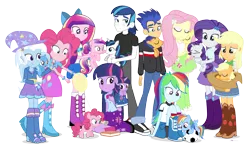 Size: 2054x1220 | Tagged: safe, artist:dm29, derpibooru import, applejack, flash sentry, fluttershy, pinkie pie, princess cadance, rainbow dash, rarity, shining armor, trixie, twilight sparkle, earth pony, pegasus, pony, unicorn, equestria girls, balloon, blushing, boop, colt, cute, cutedance, dashabetes, diapinkes, diasentres, diatrixes, duality, equestria girls-ified, female, filly, football, hnnng, holding a pony, human ponidox, jackabetes, julian yeo is trying to murder us, male, mane six, peanut butter crackers, pony pet, raribetes, shining adorable, shyabetes, simple background, sleeping, square crossover, teen princess cadance, teen shining armor, transparent background, twiabetes, twolight, whining