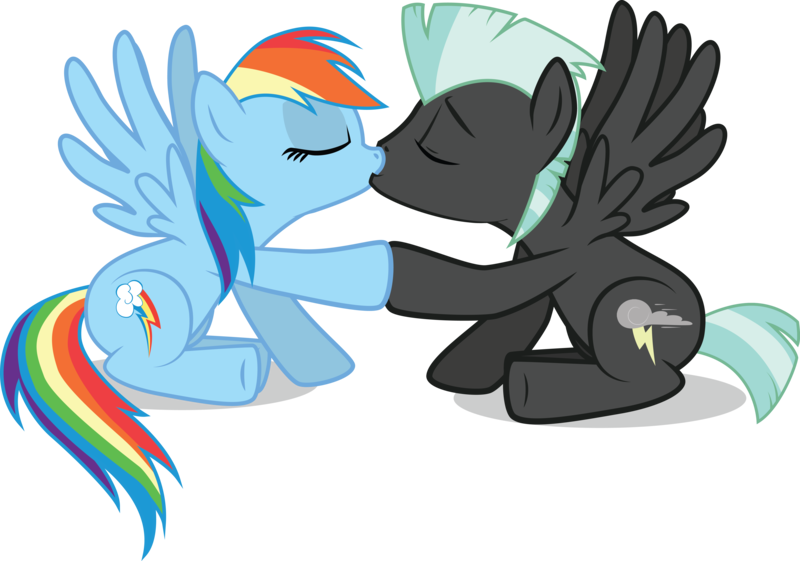 Size: 5832x4092 | Tagged: absurd resolution, artist:benybing, derpibooru import, female, kissing, male, rainbow dash, safe, shipping, straight, thunderdash, thunderlane