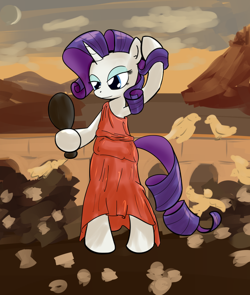 Size: 1202x1414 | Tagged: safe, artist:whatsapokemon, derpibooru import, rarity, ponified, pony, bipedal, fine art parody, helen of troy, solo