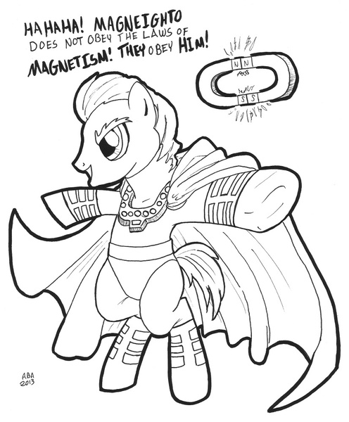 Size: 826x1000 | Tagged: artist:abronyaccount, derpibooru import, lineart, magneighto, magneto, ponified, safe, solo