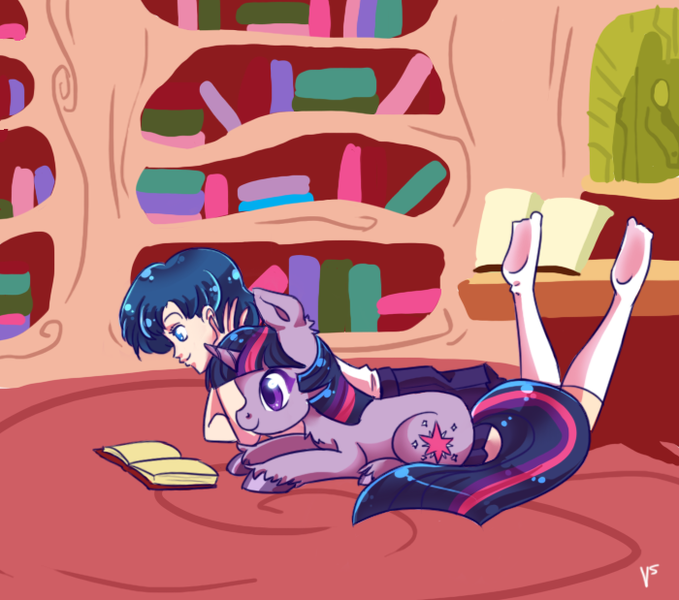 Size: 700x619 | Tagged: artist needed, crossover, derpibooru import, mizuno ami, reading, safe, sailor mercury, sailor moon, source needed, twilight sparkle