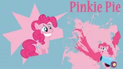 Size: 1920x1080 | Tagged: safe, artist:ember-blitz, derpibooru import, pinkie pie, party cannon, reaction image, vector, wallpaper