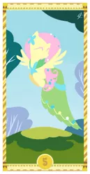 Size: 400x775 | Tagged: artist:janeesper, clothes, derpibooru import, dress, fluttershy, gala dress, safe, solo, tarot card, the hierophant