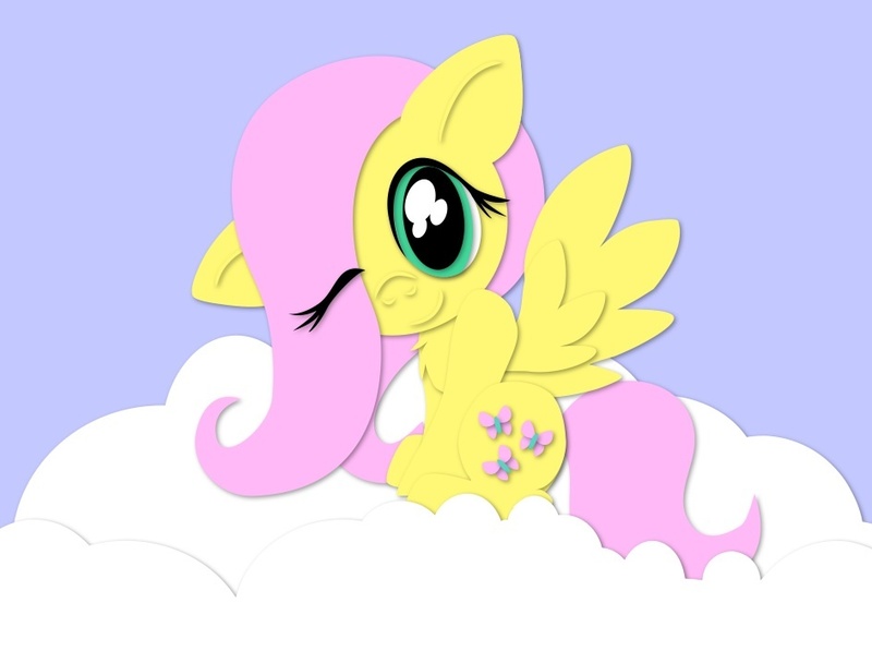 Size: 944x704 | Tagged: safe, artist:nekosnicker, derpibooru import, fluttershy, pegasus, pony, chest fluff, cloud, cutie mark, female, hooves, lineless, mare, on a cloud, sitting, smiling, solo, spread wings, wings