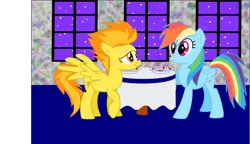 Size: 1177x678 | Tagged: artist:wnaspp, derpibooru import, pie, rainbow dash, safe, shipping, spitdash, spitfire