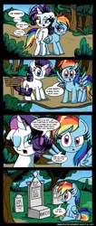 Size: 1100x2586 | Tagged: safe, artist:daniel-sg, derpibooru import, rainbow dash, rarity, pegasus, pony, unicorn, comic, female, gravestone, implied death, mare, river