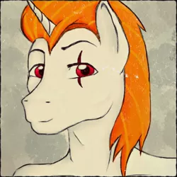 Size: 500x500 | Tagged: safe, artist:dunnowhattowrite, derpibooru import, oc, unofficial characters only, anthro, unicorn, anthro oc, happy, portrait, smiling, solo