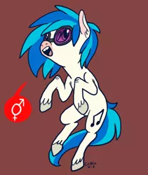 Size: 460x546 | Tagged: safe, artist:modof10th, derpibooru import, vinyl scratch, ask-transdjpon-3, hooves, lgbt headcanon, pride, solo, transgender, trans vinyl, unshorn fetlocks