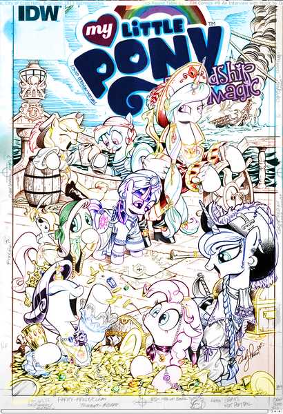 Size: 1000x1464 | Tagged: applejack, artist:akumutsuki, derpibooru import, everypony, fluttershy, mane six, pinkie pie, pirate, princess celestia, princess luna, rainbow dash, rarity, safe, twilight sparkle