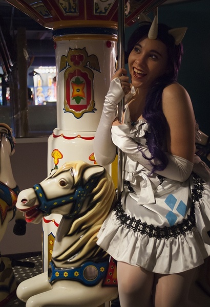 Size: 562x822 | Tagged: safe, artist:neko-no-danna, derpibooru import, rarity, human, carousel, cosplay, irl, irl human, photo