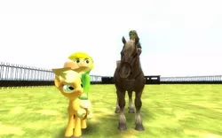 Size: 900x563 | Tagged: safe, artist:okamitakahashi, derpibooru import, applejack, ponified, earth pony, pony, 3d, crossover, epona, female, gmod, legend of zelda: twilight princess, link, mare, nintendo, super smash bros., the legend of zelda, the legend of zelda: the wind waker, toon link