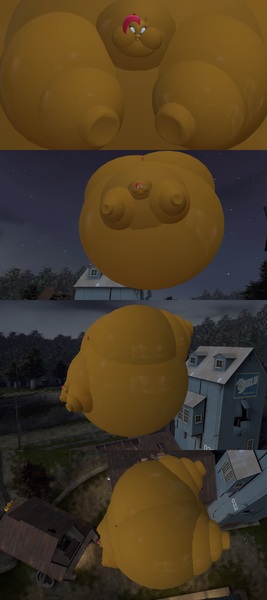 Size: 1366x3072 | Tagged: 3d, artist:anon06952, babs seed, balloon, balloonie pony, belly, blimp, blimp seed, comic, flank, floating, full moon, gmod, growth, impossibly large belly, impossibly large flank, inflation, original species, questionable, wereblimp