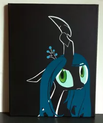 Size: 819x975 | Tagged: artist:briskby, artist:mittens2248, derpibooru import, irl, photo, queen chrysalis, safe, solo, stencil, traditional art