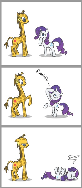 Size: 2100x4800 | Tagged: artist:yikomega, comic, derpibooru import, faint, giraffe, marshmelodrama, oc, rarity, safe