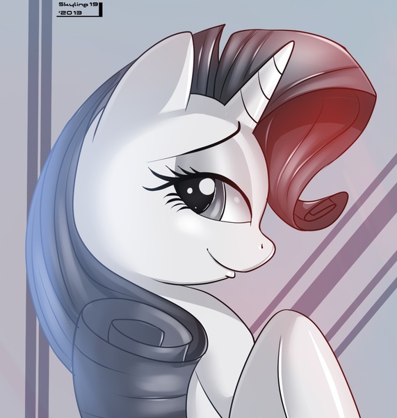 Size: 1081x1135 | Tagged: artist:skyline19, derpibooru import, portrait, rarity, safe, solo