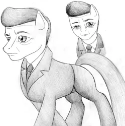 Size: 1024x1027 | Tagged: american presidents, artist:tsaritsaluna, clothes, derpibooru import, john f. kennedy, ponified, president, safe, suit, traditional art