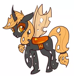 Size: 347x357 | Tagged: applejack, artist:lulubell, changeling, changelingified, derpibooru import, orange changeling, raised hoof, safe, simple background, solo, white background