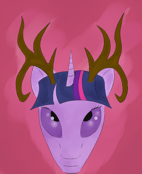 Size: 1950x2400 | Tagged: antlers, artist:eccentric bloodstone, derpibooru import, safe, solo, twilight sparkle