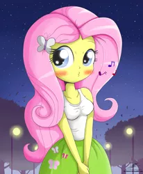 Size: 1784x2162 | Tagged: safe, artist:the-butch-x, derpibooru import, fluttershy, equestria girls, blushing, clothes, cute, shyabetes, solo, whistling