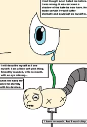 Size: 738x1070 | Tagged: amputee, artist:roufe, comic, crying, derpibooru import, fluffy pony, fluffy pony grimdark, grimdark, i have no mouth and i must scream, shaved