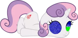 Size: 4000x1974 | Tagged: safe, artist:yoshimon1, derpibooru import, sweetie belle, pony, robot, robot pony, unicorn, alternate cutie mark, blue screen of death, female, filly, foal, hooves, horn, simple background, solo, sweetie bot, transparent background, updating, vector