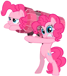 Size: 5038x5669 | Tagged: source needed, useless source url, safe, artist:maximillianveers, derpibooru import, pinkie pie, earth pony, pony, absurd resolution, bipedal, cannon, cannon ponies, female, mare, pinkie launcher, rocket launcher, self ponidox, simple background, solo, transparent background, vector