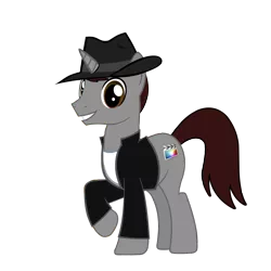 Size: 1000x1000 | Tagged: safe, artist:skiddlezizkewl, derpibooru import, oc, unofficial characters only, pony, unicorn, hat, solo, trilby