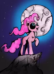 Size: 2290x3146 | Tagged: safe, artist:inky-draws, derpibooru import, pinkie pie, hengstwolf, werewolf, wolf, chest fluff, halloween, moon, solo, traditional art