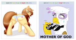 Size: 1132x609 | Tagged: suggestive, artist:crashman101, artist:fatcakes, derpibooru import, gilda, oc, oc:cream heart, unofficial characters only, gryphon, derpibooru, blushing, clothes, exploitable meme, female, juxtaposition, juxtaposition win, looking at you, meme, meta, mother of god, panties, plot, presenting, solo, solo female, sunglasses, underwear