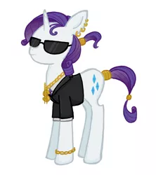 Size: 600x675 | Tagged: alternate hairstyle, artist:thecheeseburger, bling, clothes, derpibooru import, earring, necklace, rarity, safe, solo, sunglasses