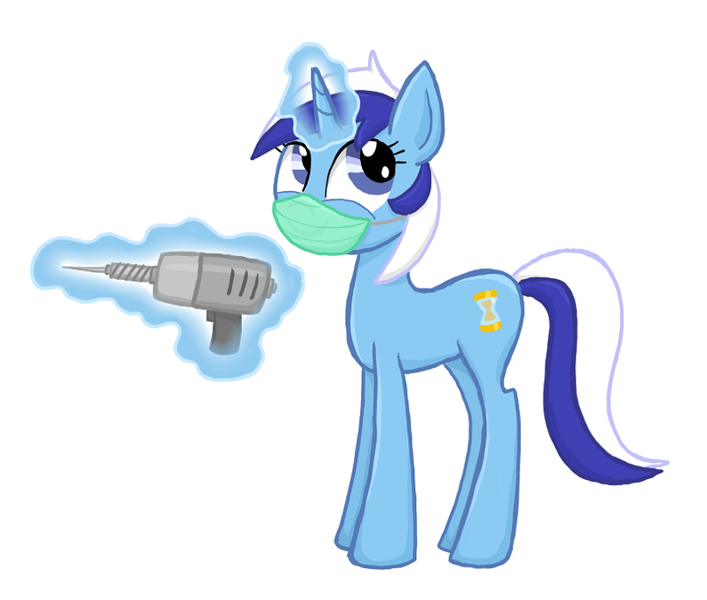 Size: 795x675 | Tagged: artist:thecheeseburger, dentist, derpibooru import, drill, magic, minuette, safe, solo, telekinesis