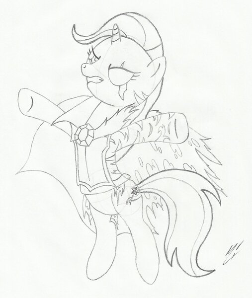 Size: 822x973 | Tagged: safe, artist:makintosh91, derpibooru import, trixie, pony, unicorn, bipedal, monochrome, sketch, solo