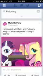 Size: 640x1136 | Tagged: facebook, fluttershy, ios, iphone, my little pony logo, official, rarity, safe, stock vector