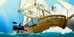 Size: 9000x4500 | Tagged: absurd resolution, applejack, artist:captainpudgemuffin, boat, derpibooru import, fluttershy, mane six, ocean, pinkie pie, pirate, pirate ship, rainbow dash, rarity, safe, ship, twilight sparkle, water